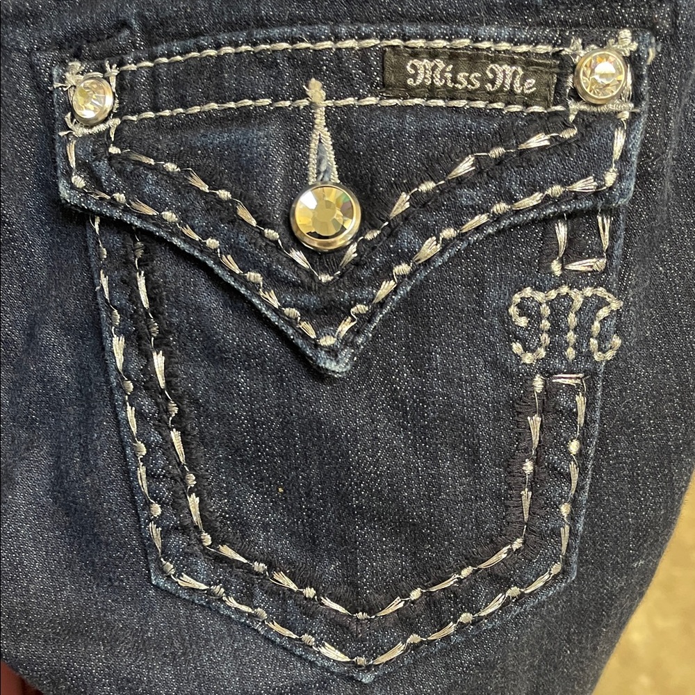 Miss Me Women's Dark Blue Jeans with Crystal Details